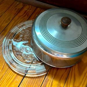 Vintage Cake Plate - Glass and Aluminum